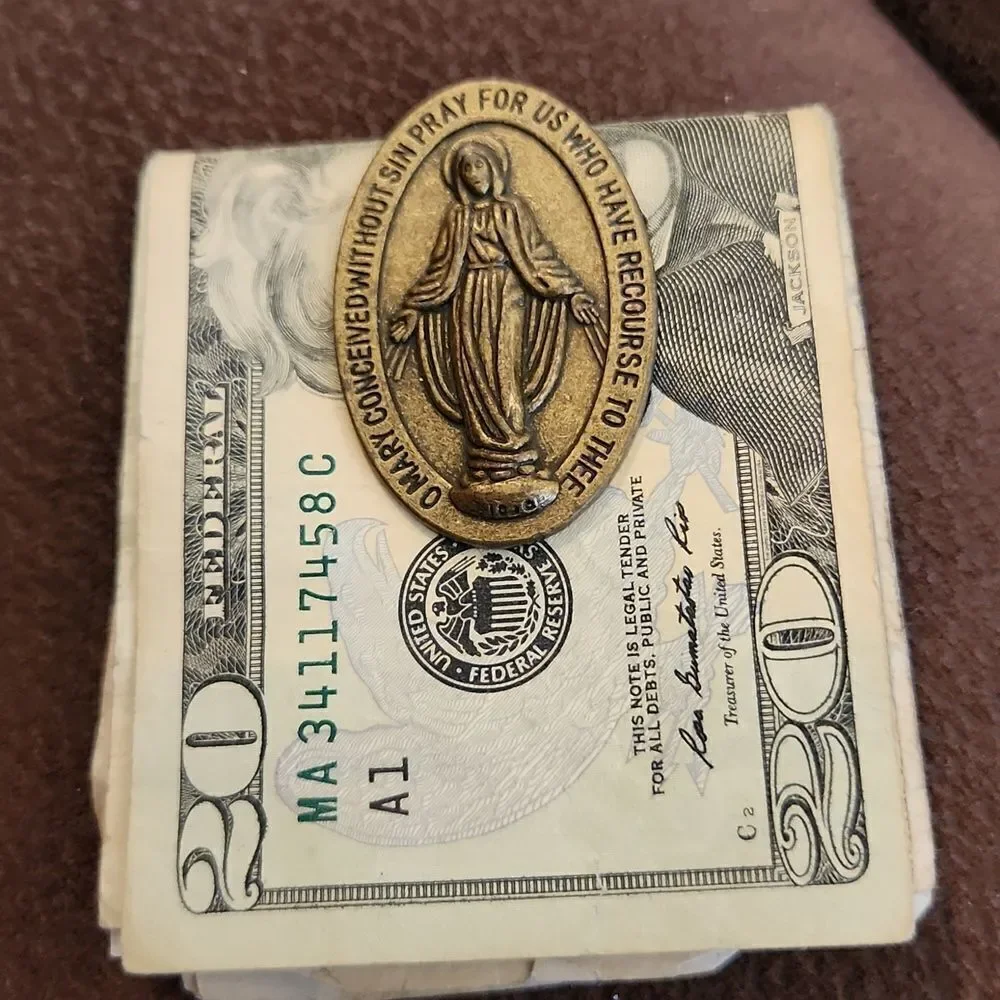 Mother Mary Religious Money Car Clip